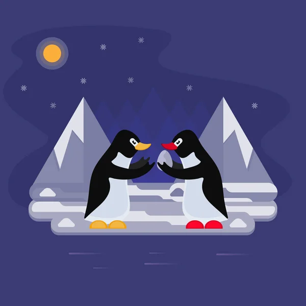 Des pingouins avec un oeuf. Illustration . — Image vectorielle