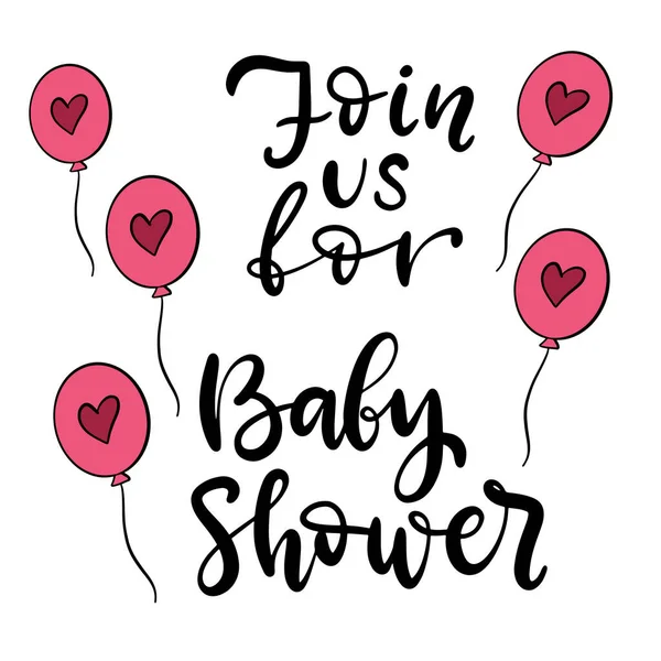 Invitation douche bébé avec lettrage dessiné à la main — Image vectorielle