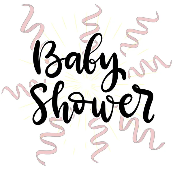 Invito baby shower con scritte a mano — Vettoriale Stock