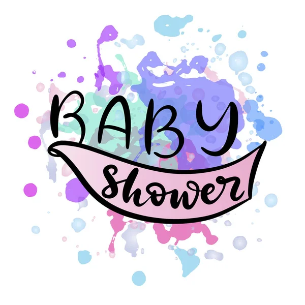 Baby dusch inbjudan med handskrift — Stock vektor