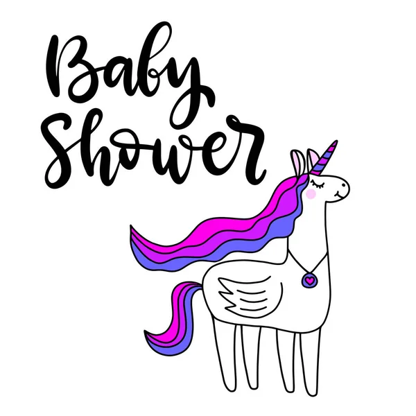 Baby shower invito con lettering disegnato a mano — Vettoriale Stock