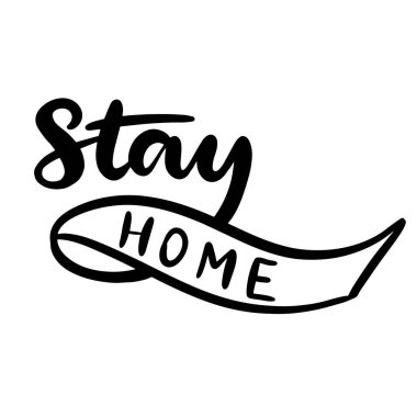 Evde kalan afişler, konsept tasarım için güvenli harfler. Typography vektör illüstrasyonu.