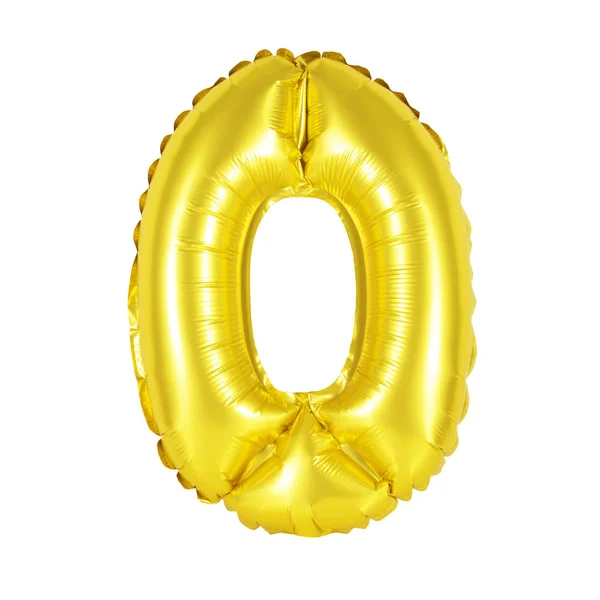 Number 0 (zero) from balloons (golden) — Stock Photo, Image