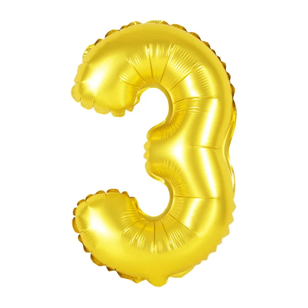 Number 3 (three) from balloons (golden) — Stock Photo, Image