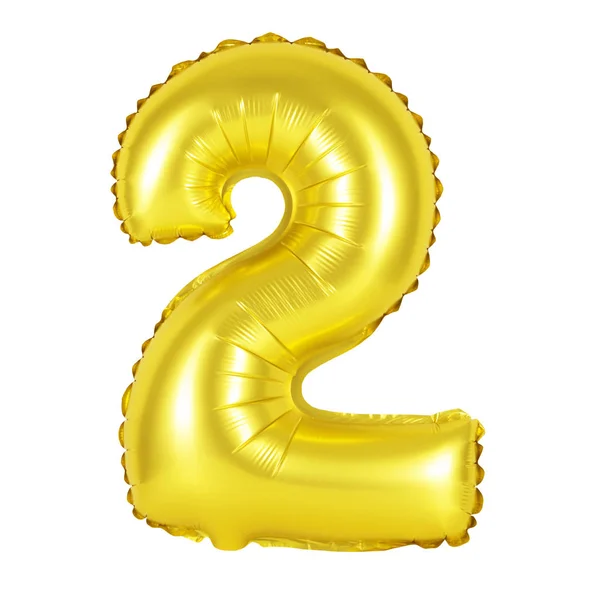 Number 2 (two) from balloons (golden) — Stock Photo, Image