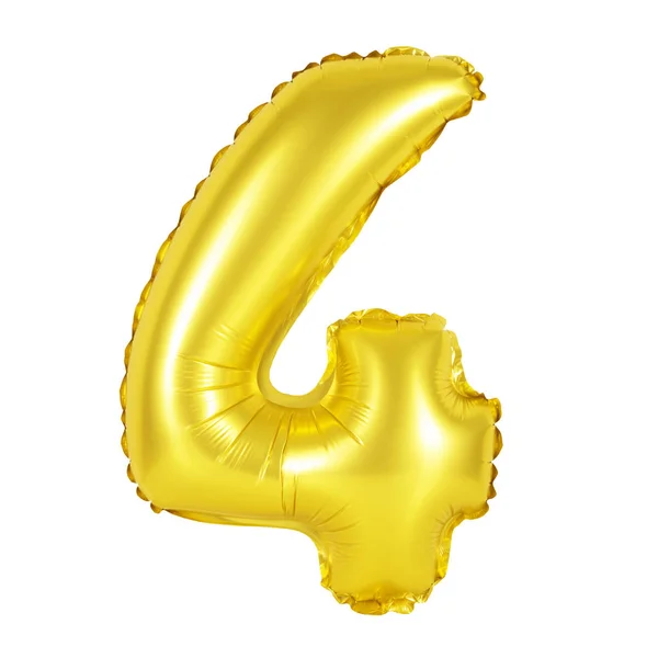 Zahl 4 (vier) aus Luftballons (golden)) — Stockfoto