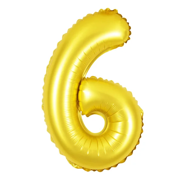 Numer 6 (sześć) z balonów (golden) — Zdjęcie stockowe