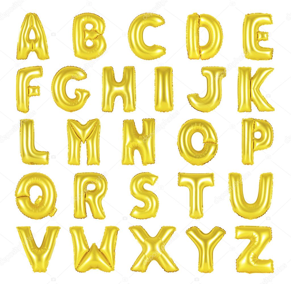 English alphabet golden color