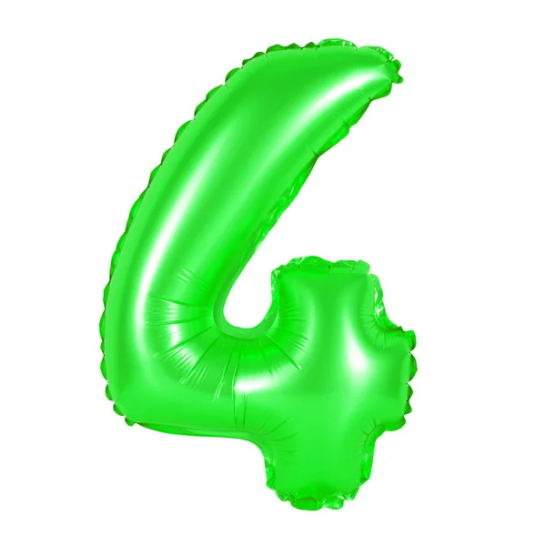 Number 4 (four) from balloons (green) — Stock Photo, Image