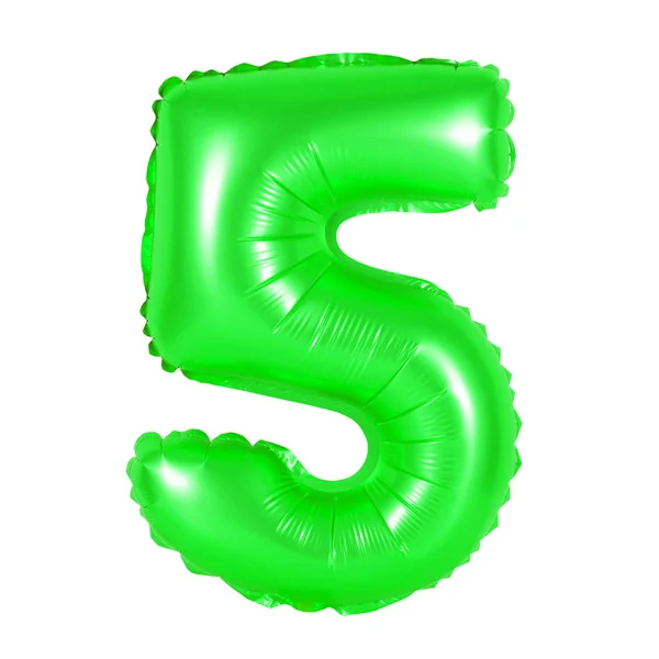 Número 5 (cinco) de globos (verde ) — Foto de Stock