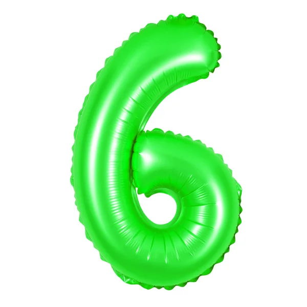 Number 6 (six) from balloons (green) — Stock Photo, Image