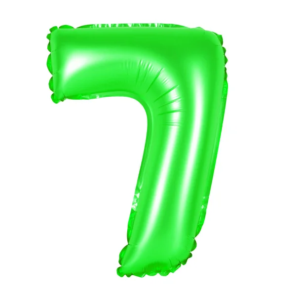 Číslo 7 (sedm) z balónů (zelená) — Stock fotografie