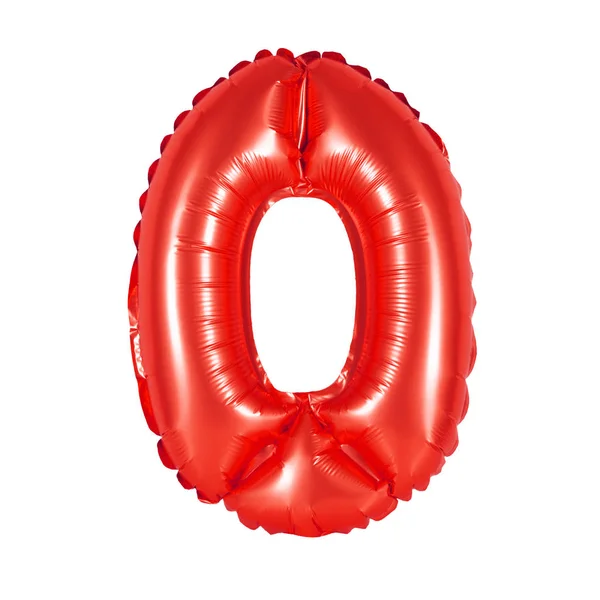 Číslo 0 (nula) z balónů (červená) — Stock fotografie
