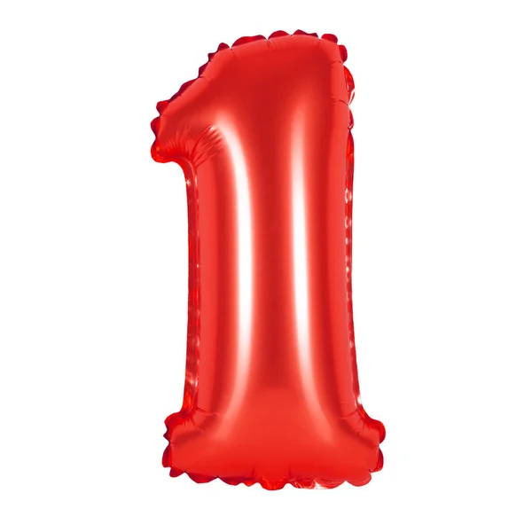 Αριθμός 1 (μία) από μπαλόνια (κόκκινο) — Φωτογραφία Αρχείου