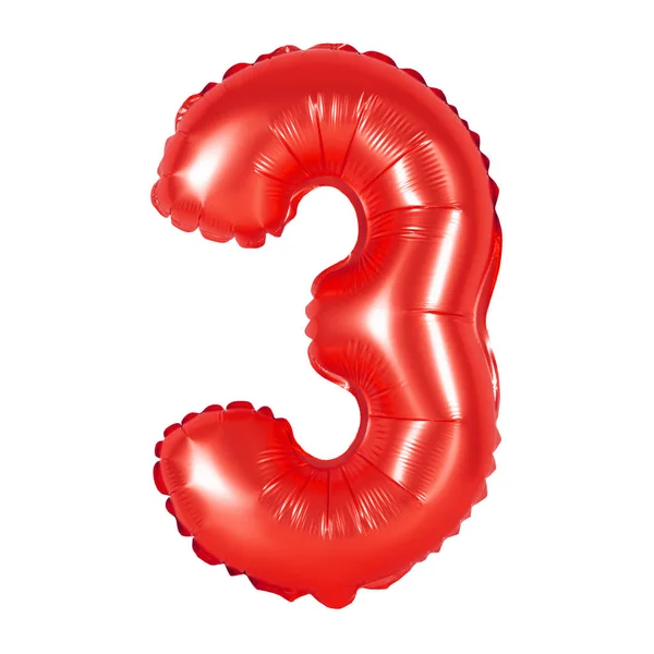 Number 3 (three) from balloons (red) — Stock Photo, Image