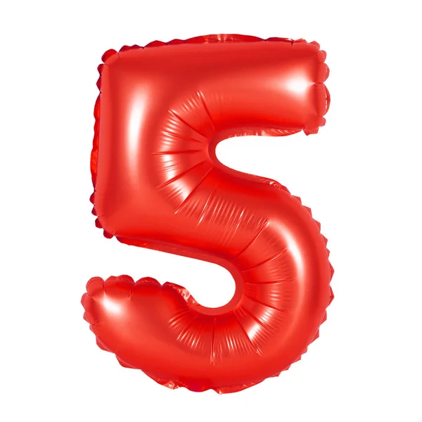 Zahl 5 (fünf) aus Luftballons (rot) — Stockfoto