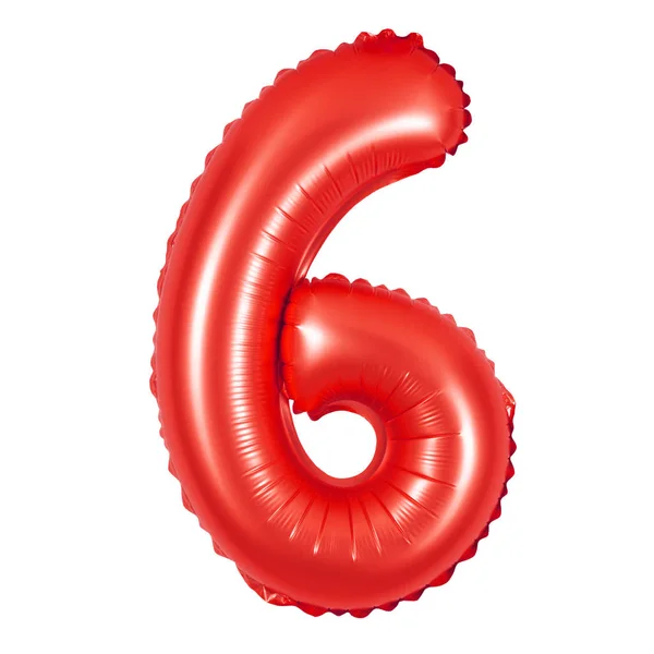 Number 6 (six) from balloons (red) — Stock Photo, Image