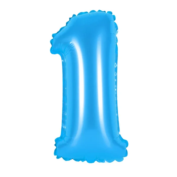 Número 1 (um) de balões (azul ) — Fotografia de Stock