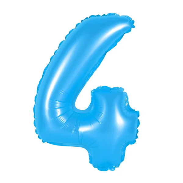 Число 4 (четыре) из воздушных шаров (синий) ) — стоковое фото