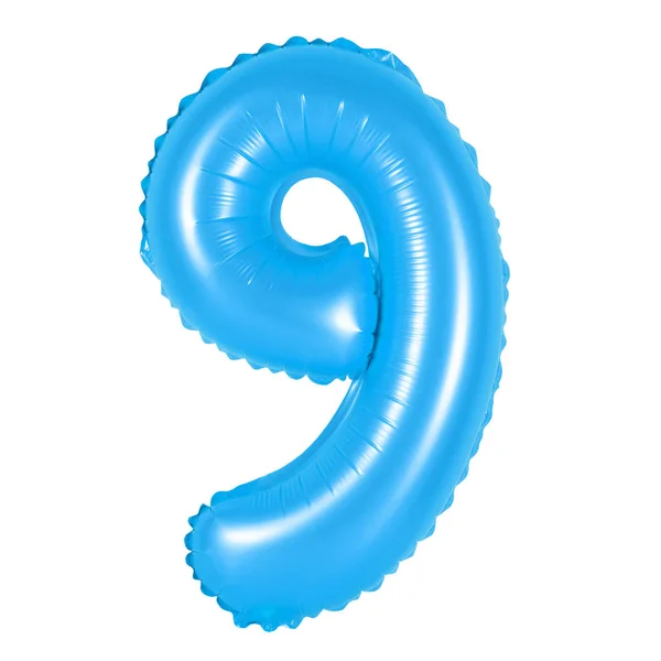 Numéro 9 (neuf) des ballons (bleu ) — Photo