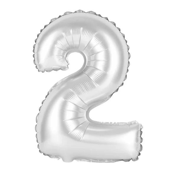 Number 2 (two) from balloons (chrome) — Stock Photo, Image