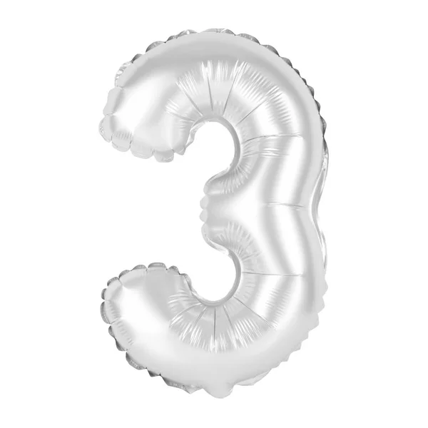Numărul 3 (trei) din baloane (crom ) — Fotografie, imagine de stoc