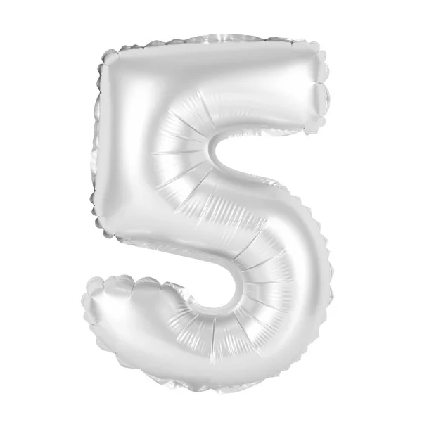 Number 5 (five) from balloons (chrome) — Stock Photo, Image