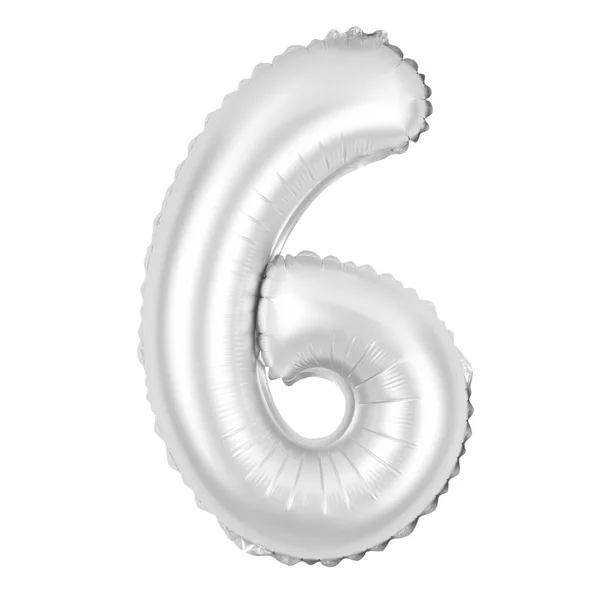 Numer 6 (sześć) z balonów (chrom) — Zdjęcie stockowe