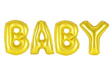 Bebek dahilinde İngilizce alfabe (altın) sarı balonları