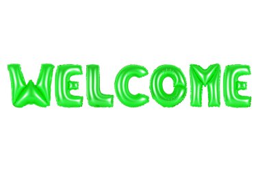 Yeşil balonları İngiliz alfabesinde hoş geldiniz