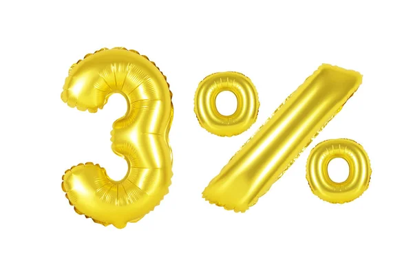 Drie 3 procent ten opzichte van ballonnen (gouden) — Stockfoto