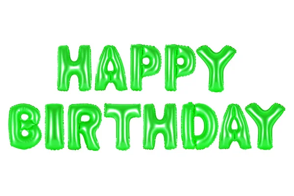 Feliz cumpleaños en inglés alfabeto de globos verdes —  Fotos de Stock