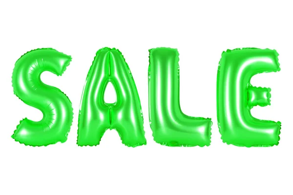 Verkauf im englischen Alphabet aus grünen Luftballons — Stockfoto