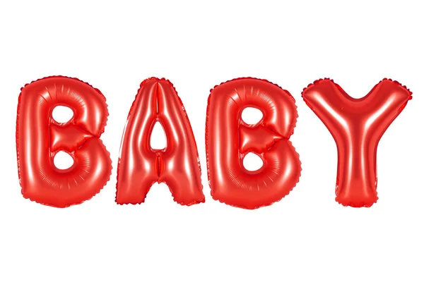 Baby im englischen Alphabet aus roten Luftballons — Stockfoto