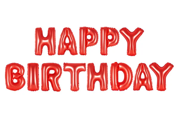 Feliz cumpleaños en inglés alfabeto de globos rojos —  Fotos de Stock