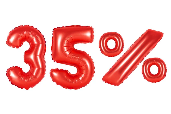 Vijfendertig 35 procent ten opzichte van ballonnen rood — Stockfoto