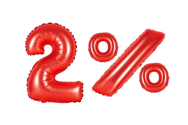 Twee 2 procent ten opzichte van ballonnen rood — Stockfoto