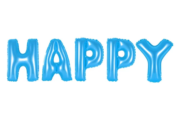 Feliz en inglés alfabeto de globos azules — Foto de Stock