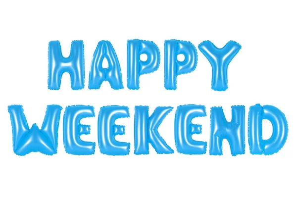 Ευτυχές Σαββατοκύριακο στην αγγλική αλφάβητο από μπλε μπαλόνια — Φωτογραφία Αρχείου