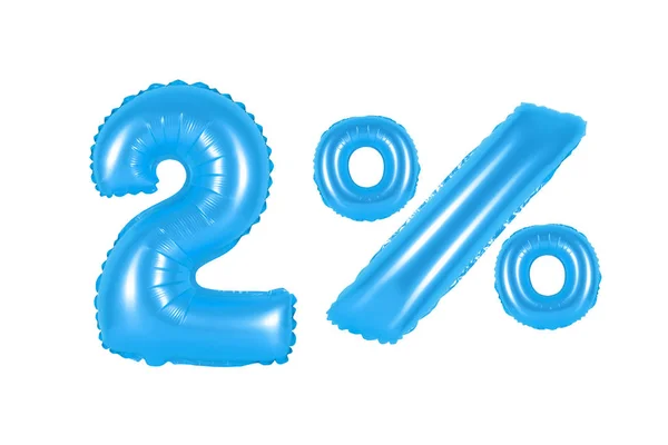 Twee 2 procent ten opzichte van ballonnen blauw — Stockfoto