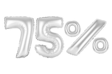 Yetmiş beş yüzde 75'i balonlar Krom (gri)