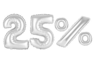 Yirmi beş yüzde 25'i balonlar Krom (gri)