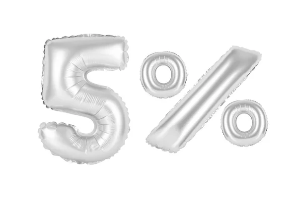 Pět 5 procent z balónků chrome (šedá) — Stock fotografie