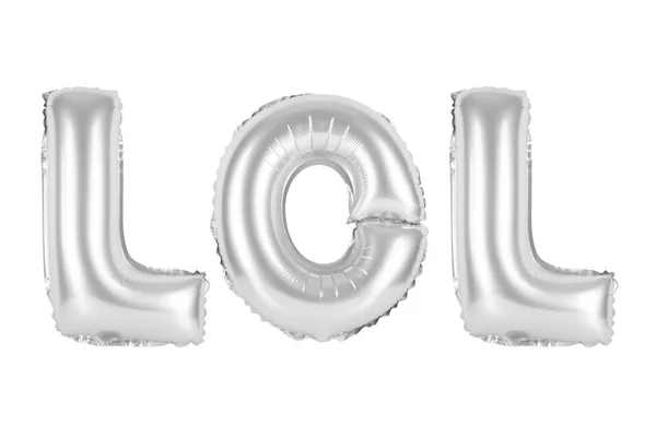 Lol in english alphabet from chrome (grey) balloons — Stock Photo, Image