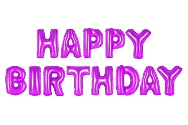 Feliz cumpleaños en alfabeto inglés de globos púrpura —  Fotos de Stock