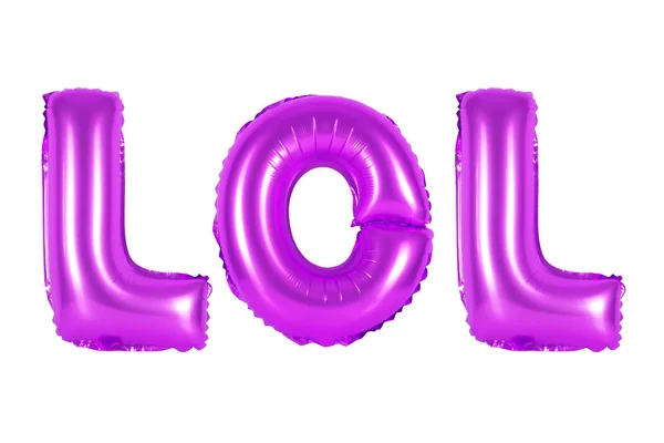 Lol in english alphabet from purple balloons — Stock Photo, Image