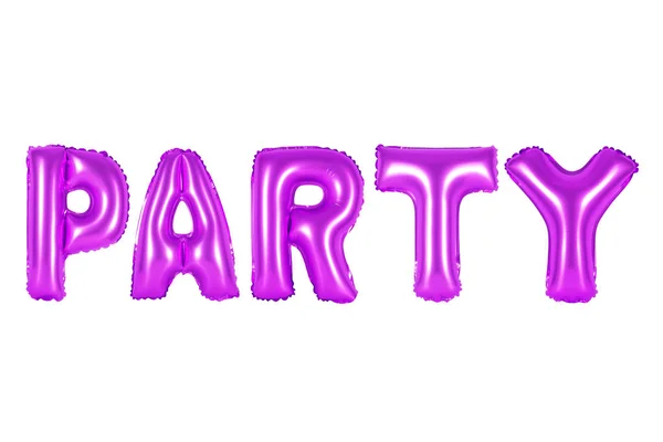 Impreza w alfabetu angielskiego z fioletowe balony — Zdjęcie stockowe