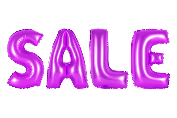 Prodej v anglické abecedě z fialové balonky — Stock fotografie