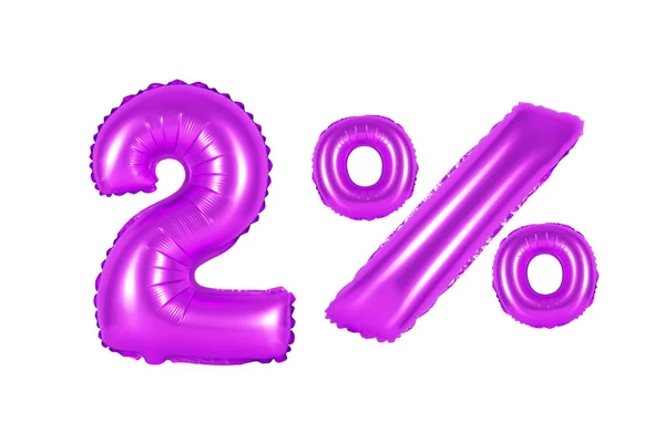Twee 2 procent ten opzichte van paarse ballonnen — Stockfoto
