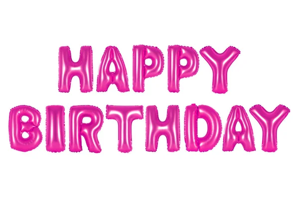 Feliz cumpleaños en alfabeto inglés de globos rosados —  Fotos de Stock
